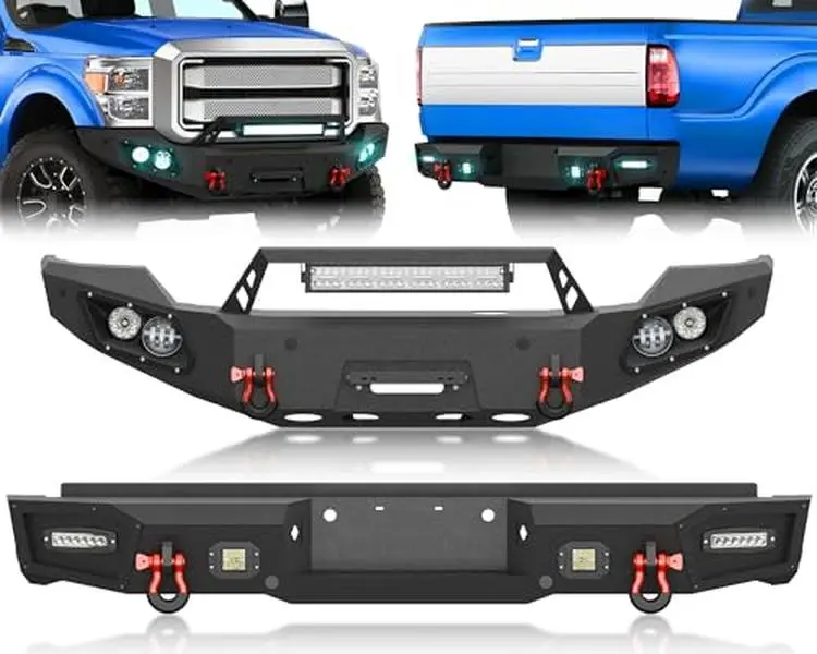【EYOUHZ】Front & Rear Bumpers Compatible for 2011-2016 Ford F250 F350 F450 3rd Gen Super Duty w/Winch Plate