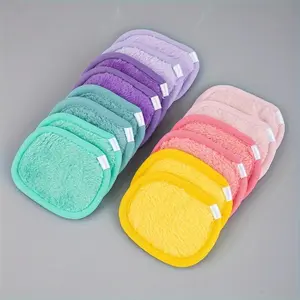 7pcs Flannel Multi Color Square Reusable Makeup Remover Pad Washable Facial Cleansing Puff