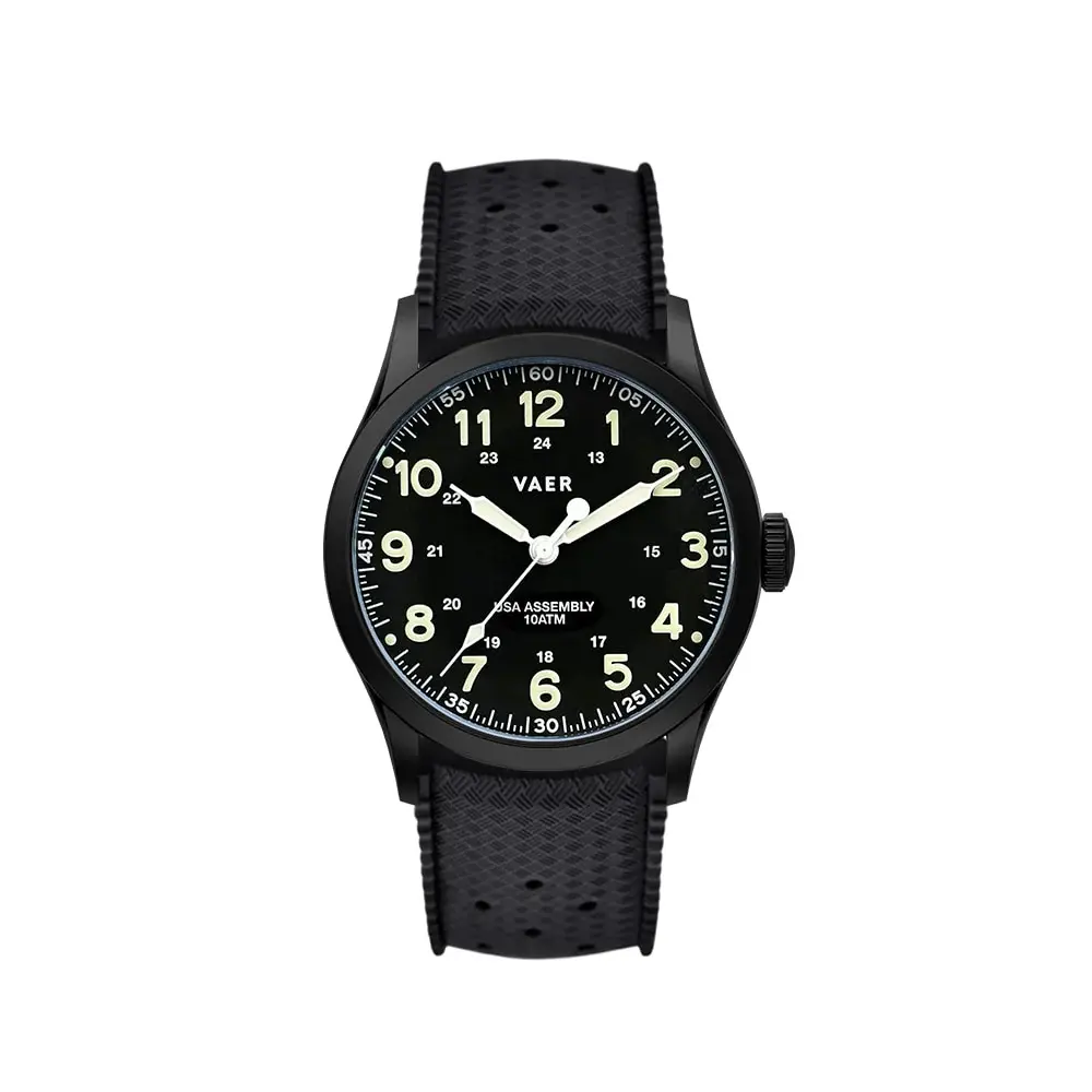 VAER C3 Tactical Field Solar Men's Watch - 10ATM Water Resistance, 36mm for Smaller Wrists, Luminous, Solar Powered,Two Interchangeable Straps