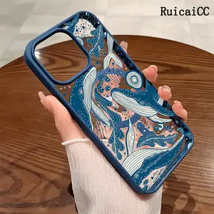 Premium Magnetic Phone Cases for iPhone11/12/13/14/15/16//17/Air/promax/Plus Blue-Green Whale Seaweed 2k cased MagSafe Ready, Anti-Fall, Springtok and Ultra-Thin Design | Perfect for Everyday Use Screen Protector Resistance