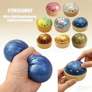 Soft Bread Stress Relief Toy, Realistic Bun Desktop Ornament, Office Relaxation Squeeze Toy, Anti-Stress Desk Decoration