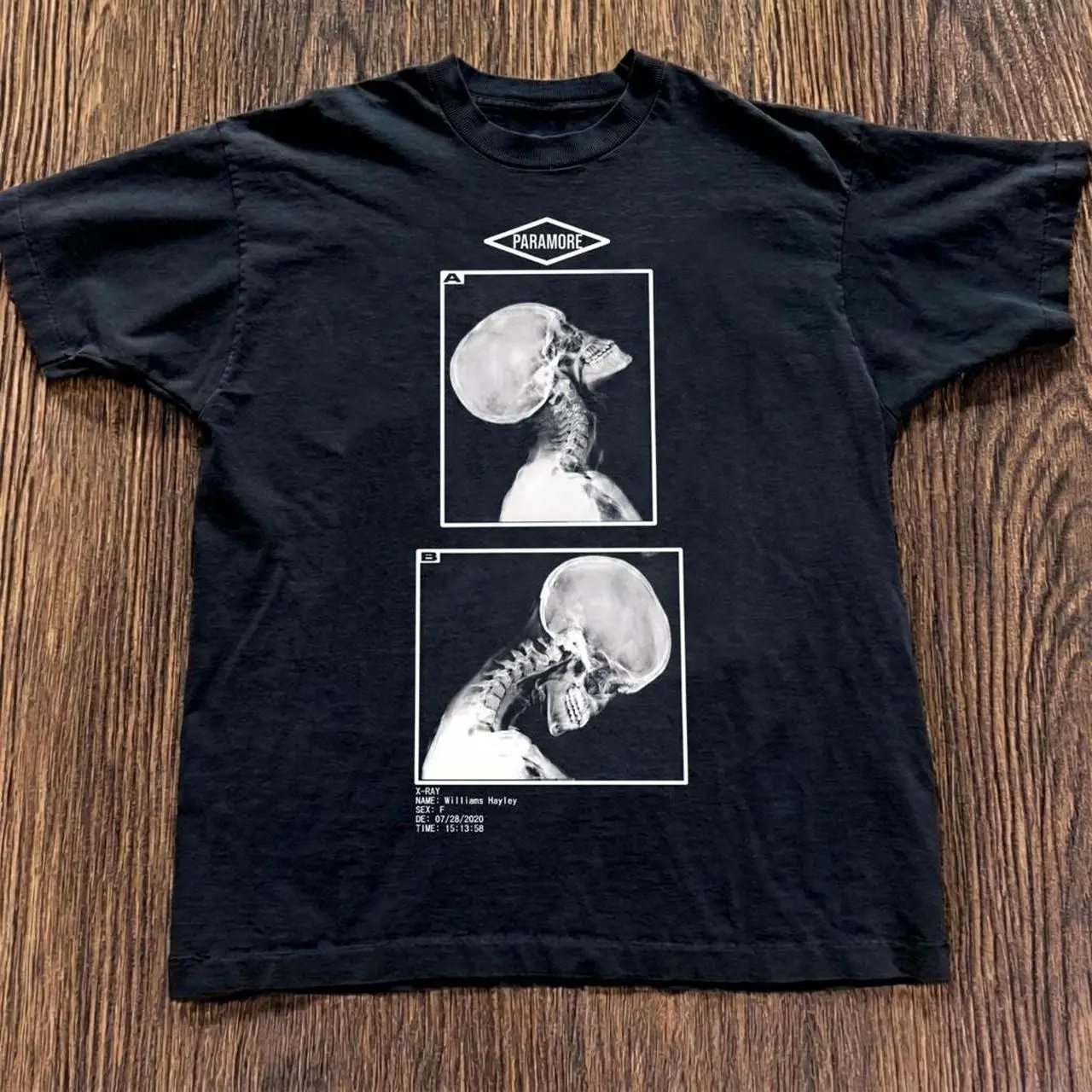 Paramore Skeleton X-Ray Graphic T-Shirt | Black Vintage Rock Tee, Alternative Band Style Shirt, Gothic Streetwear Top, Skull Anatomy Print Tee, Dark Aesthetic Clothing, Y2K Grunge Fashion, Unisex Casual Shirt, Music Lover Gift