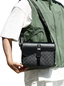 Men's Flip Closure Fashion Crossbody Bag, Multi-Functional PU Leather Travel Bag, Casual Daily Use Work School Accessory, Stylish Men's Shoulder Bag