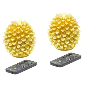 Luminara Set of (2) Flameless Pinecone Candles & (2) Remotes
