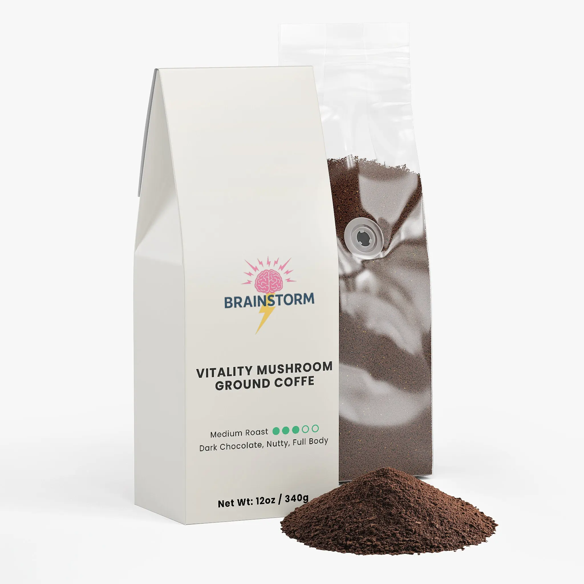 Certified Organic Chocolate-Based Arabica Mushroom Coffee, Medium Roast Beverage with Mushroom Boost Vitality Support