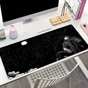 Black White Manga Warrior Design Extra Large Gaming Mouse Pad,Aesthetic Desktop Drotection Pad,Desktop Accessory,Washable Rubber Pad Non-Slip Lock Edge Multi-Size Mouse Pad Suitable For Home Office,Good Gift for Family and friends