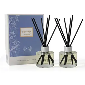Lavender Vanilla Reed Diffuser Set,100ml(3.38oz) x 2 Essential Oil Diffuser with 12 Sticks,Home Fragrance for Bedroom,Living Room,Bathroom,Perfect Home Decor Gift