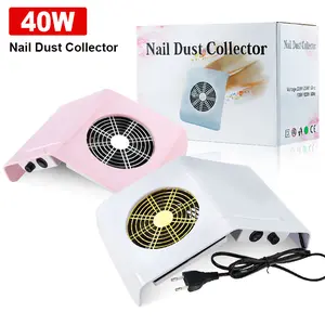 40W Nail Fan Dust Collector Portable Vacuum Machine for Salon Cleaning with 2 Dust Collecting Bags (Pink/White)