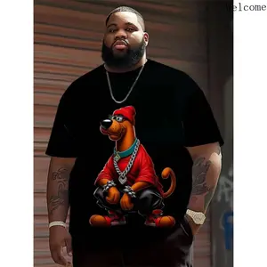 Men's Summer Plus Size Hip-Hop Cartoon Animal Graphic T-Shirt Oversized Streetwear Urban Fashion Tee
