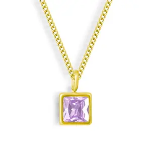 EVRY JEWELS Gold or Silver Plated Women's Hypoallergenic Faye Birthstone Necklace