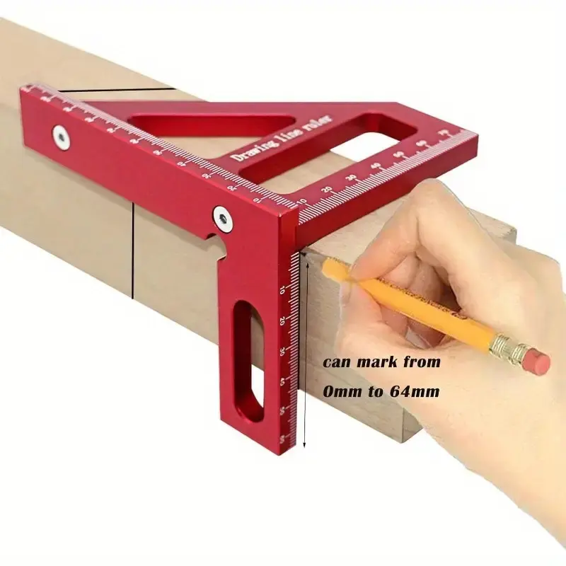 High Precision Woodworking Square Protractor, Multi-Angle Marking Tool for Carpentry, Construction, DIY Projects, + Triangular Ruler, Measuring Ruler