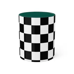 Fall autumn checkered mug, Halloween coffee mug to use to work from home, trendy travel mug, Colorful Mugs, 11oz