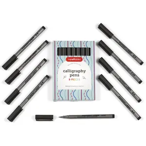 Incraftables Calligraphy Pens for Beginners and Professional (9pcs). Calligraphy Markers for Writing & Drawing. Brush Pens Calligraphy Set for Kids & Adults. Black Brush Pens for Hand Lettering