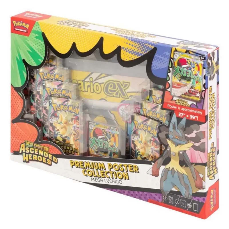 Ascended Heroes Premium Mega Lucario Poster Collection Box - Pristine Character Collectible, Ideal Gift for Enthusiasts, Collectibles