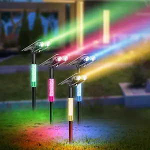 Solar Waterproof Outdoor Garden Lighting, Seven-Color Gradient Effect, Ground Plug Lawn Lights for Villa Tree Illumination, Enhance Garden Greenery