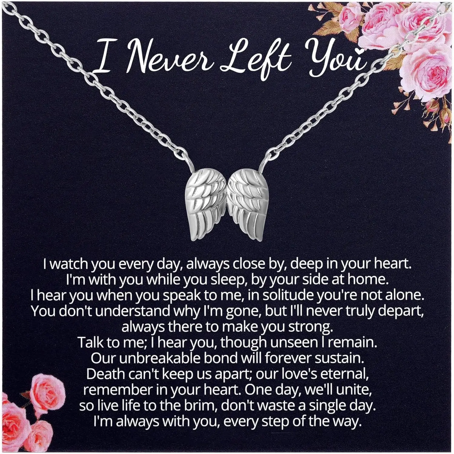 Angel Wings Necklace Gift from Heaven, Memorial Gifts for Loss of Loved One, Mourning Jewelry, Thinking of You Gift, Letter from Heaven Sympathy Condolence
