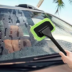 Microfiber Car Windshield Cleaning Tool, for Vehicle Interior Windshield Care, Car Winshield Cleaner Tool, Reusable Auto Glass Wiper with 2 Washable Pads & Spray Bottle Essential car cleaning products for car cleaning and maintenance
