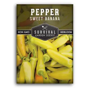 Survival Garden Seeds Sweet Banana Pepper Seed Non-GMO Heirloom for Gardening