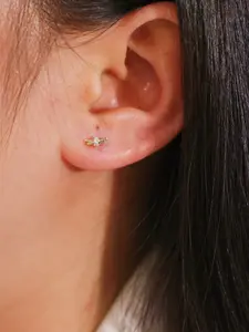 Elegant Butterfly Cross Earrings Set, Brass Material with Synthetic Zircon, Casual Fashion Jewelry for Daily Wear, Perfect Gift