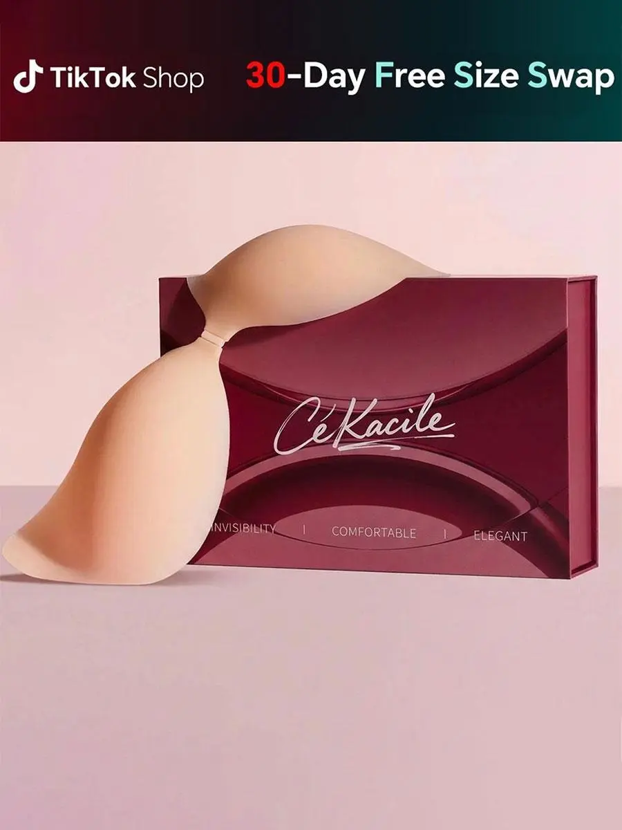 Cékacile Ultra-Thin Invisible Bra - Breathable Lightweight Sticky Bra, Seamless No Show Push Up, Ideal for Strapless & Backless Wedding Dress Tops