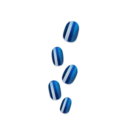 colorFX by Impress No Glue Fake Press On Nails - Reconnect | Solid, Blue, Short, Oval, Manicure