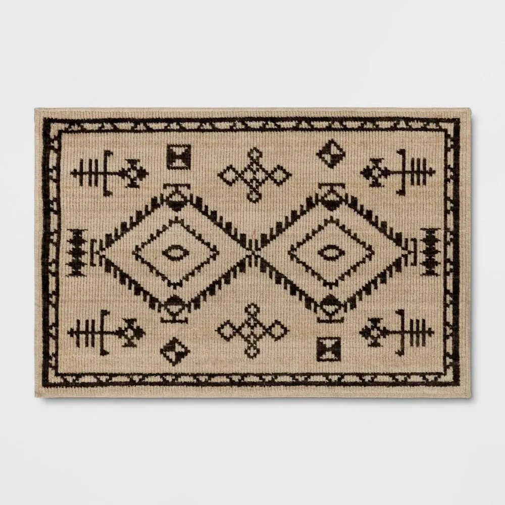 2'x3' Washable Woven Accent Rug Black/Tan - Threshold