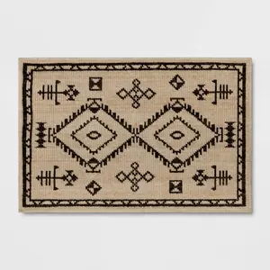 2'x3' Washable Woven Accent Rug Black/Tan - Threshold