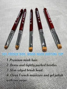 SET FRENCH NAIL BRUSH WITH DOTTING TIP 5pcs  ( #8 #10 #12 #14 #16)