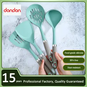 Silicone Cookware Set, Silicone Spatula, Silicone Slotted Turner, Silicone Soup Ladle, Silicone Slotted Spoon, 4-Piece Silicone Cookware Set, Durable Kitchenware