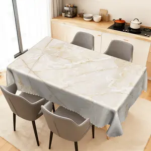 1 piece of bright white universal tablecloth with white marble print embossed edges. Soft, durable, washable polyester. Suitable for holiday, family, kitchen, dining table, party decorations Washable Table Cover