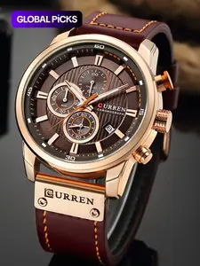 Men's Business Fashion Round Dial Analog Quartz Watch, Fashion Multifunction Watch for Party, Daily Clothing Decor, Trendy All-match & Exquisite Watch for Birthday Gift with Box, Business Fashion Watches