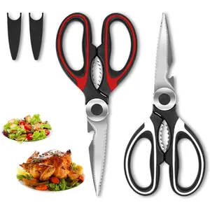 2-Pack Kitchen Scissors Heavy Duty, Premium Sharp Kitchen Shears for Food, Fish, Meat, Bones, Poultry and Vegetables with Strong Stainless Steel Blades Multi Purpose Cooking Scissors