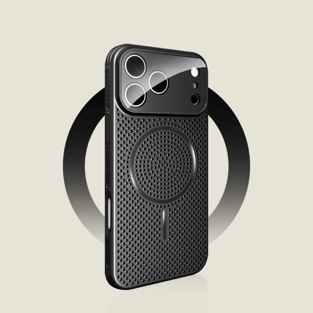 Premium Honeycomb Perforated TPU-PC Magnetic Smartphone Casing, Heat Dissipating, Lens Protection, Wireless Charging Support | Compatible with iPhone 12-17 Cellphone Handheld Devices, Accessories