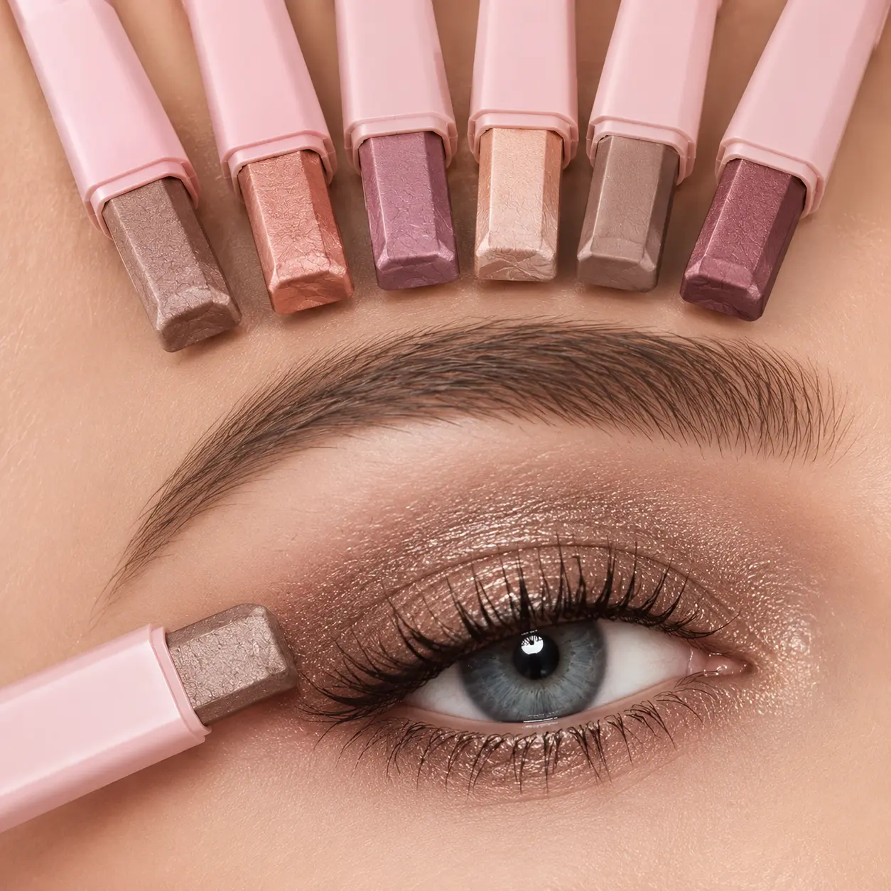 6-Piece Shimmering Eyeshadow Cream Sticks, Waterproof & Long-Lasting Sparkly Makeup Kit for Women, Eyeshadow Cream Shimmering, Glitter Cosmetics Kits, Shimmery, Brightening, 6 Pieces, Beauty Eyeshadows
