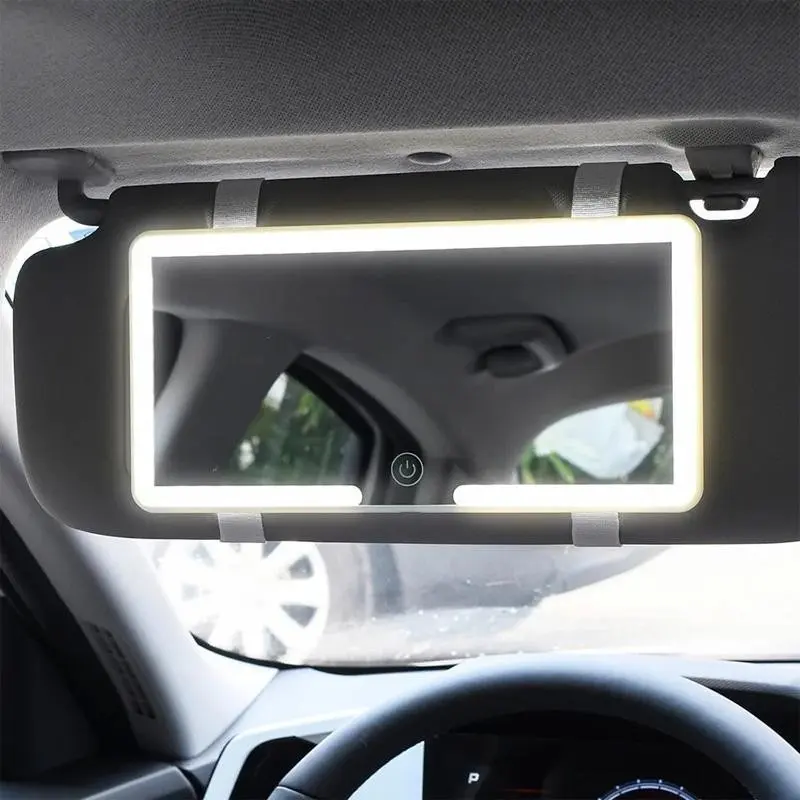 Car Sun Visor Makeup Mirror LED Touch Screen Lighting Adjustable Brightness Car Interior Makeup Mirror High Definition Charging Makeup Mirror Led Mirror for Car