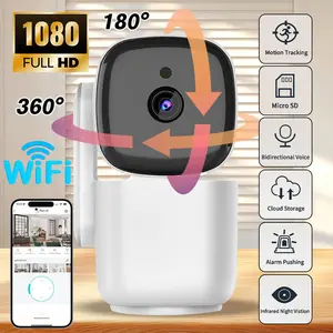 Smart PTZ WiFi Camera 1080P, 360° Panoramic View Home Security Camera with 2.4G/5G WiFi, Two-Way Audio, Remote Control，Night Vision, Motion Alert, Cloud & TF Card Storage，No Monthly Fee