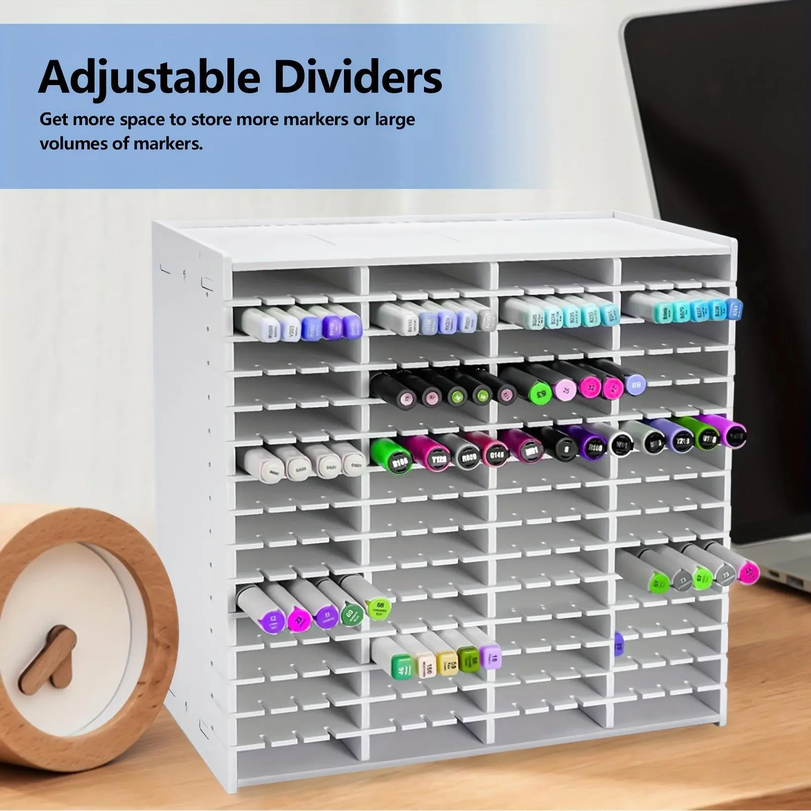 120/180/240/300 Slots Marker Pen Storage Rack, Arts & Crafts Supplies Storage Shelf, Desktop Art Marker Colored Pencil Storage Box, Suitable for Home Office