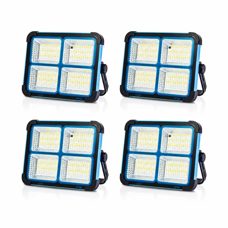 Qawtor Solar Rechargeable LED Work Light - 288 Super Bright 5730 Beads Floodlight, Solar Outdoor Lights, USB & Type-C Charging, 5 Lighting Modes, IP66 Waterproof, Foldable, SOS, Battery Powered, Portable for Camping, Fishing, tiktokshopbacktoschool