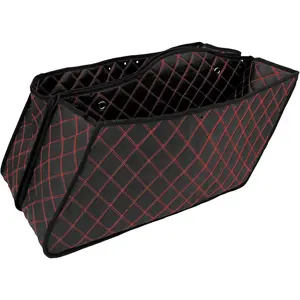 Stretched Saddlebag Liners Inserts Compatible with Harley Extended Bag Touring Electra Street Glide Road  1993-2013 (Red Thread)
