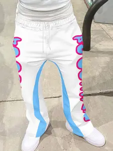 Men's Loose Fit Flare Leg Pants, Casual Streetwear Joggers, Vintage Hip Hop Long Trousers, 3D Print Design, Sporty Fashion, Flare Leg Sports, Flared Sweatpants, Athleisure Casual Bottoms