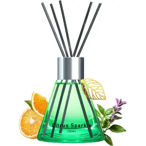 Reed Diffuser Set for , Citrus Scented Diffuser with 6 Diffuser Sticks,   Scent Essential Oil Stick Diffuser for Christmas Shelf Decor,3.4 oz