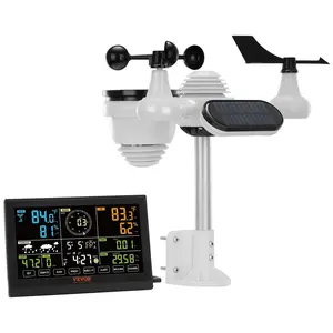 【SummerFinds】VEVOR 7-in-1 Wireless Weather Station, 7.5 in Large Color Display, Digital Home Weather Station Indoor Outdoor, for Temperature Humidity Wind Speed/Direction Rain UV, with Forecast Data, Alarm, Alerts