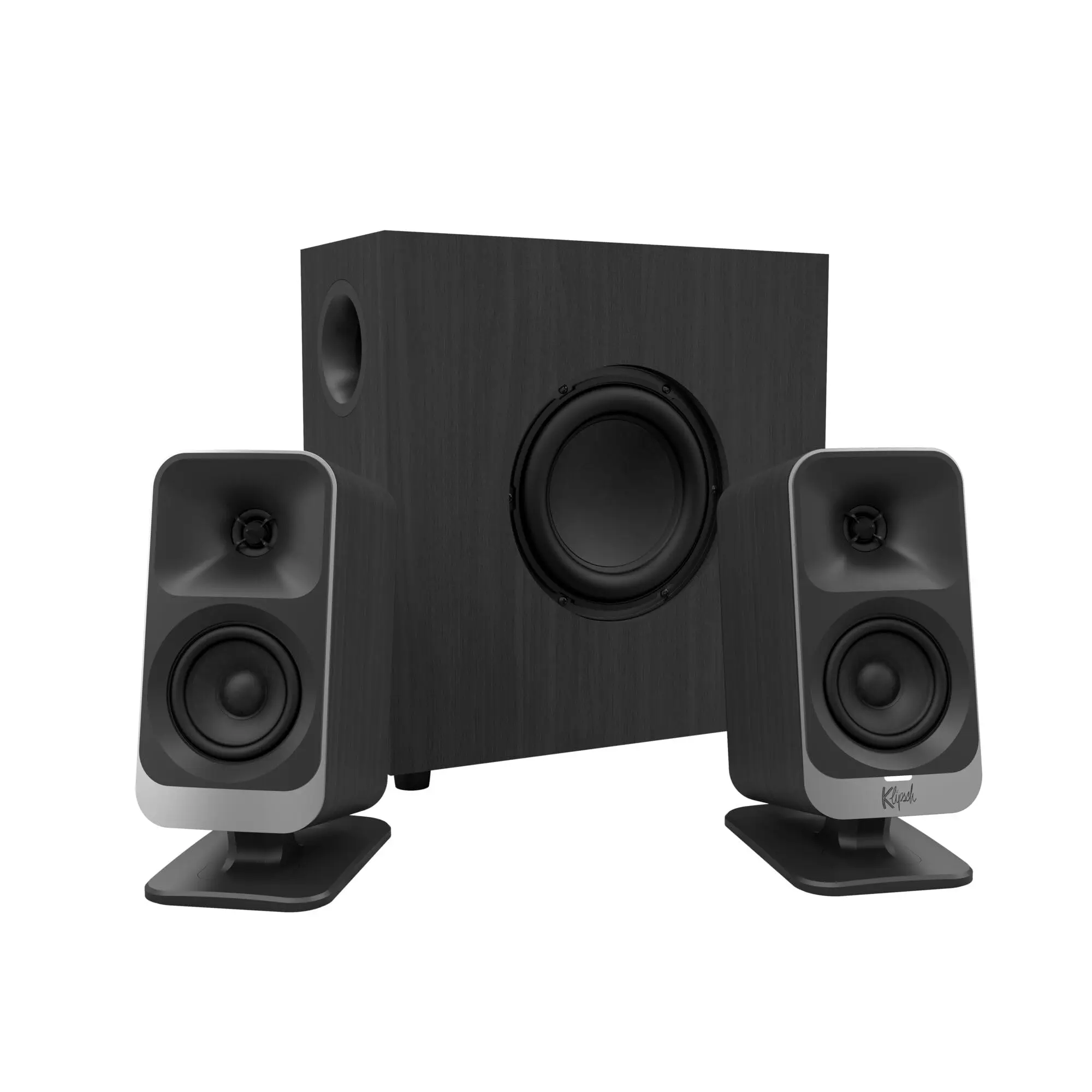 Klipsch ProMedia Lumina 2.1 Stereo Computer Gaming Speakers - with Subwoofer, RGB Lighting Effects, Adjustable Settings, Bluetooth Connectivity, Cable, USB Type-C, Auxiliary Input, for Content Creators