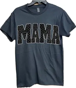 MAMA Cheetah Checkered Black Short Sleeve Graphic Tee Womenswear Print Casual Tshirt