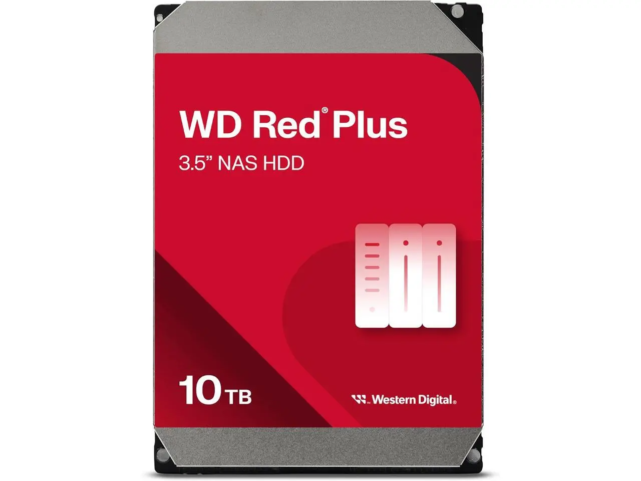 WD Red Plus 10TB NAS Hard Disk Drive - 7200 RPM Class SATA 6Gb/s, CMR, 512MB Cache, 3.5 Inch - WD100EFGX WD Red Plus 10TB NAS Hard Disk Drive - 7200 RPM Class SATA 6Gb/s, CMR, 512MB Cache, 3.5 Inch - WD100EFGX