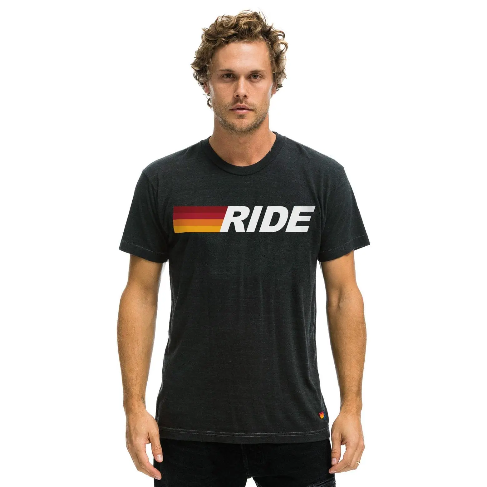 RIDE LOGO WHITE TEE - CHARCOAL