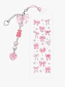 Pink Bow Acrylic Bookmark with Daisy Floral Accents - Handmade Charm - Coquette Inspired Bookmark Accessory