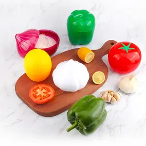 5-Piece Food-Grade Fruit & Vegetable Storage Set - Durable Refrigerator & Freezer Organizers for Lemon, Pepper, Tomato, Onion, Garlic, Space-Saving Kitchen Preservation with Easy-Access Lids, Produce Storage Containers