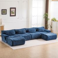 Blue - 4 Seater + 2 Ottomans (148.2")