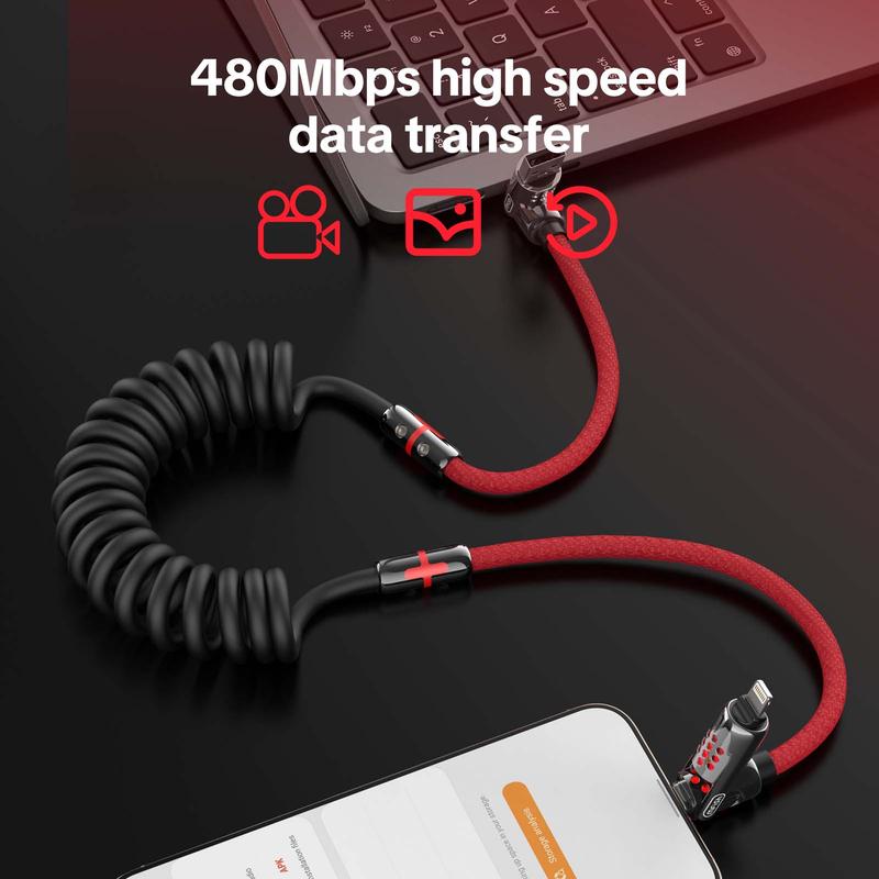 mfish Armored Dragon VIII 4-in-1 Coiled Universal USB Charger Cable ️-240W Fast Charging & Data Sync for iPhone 16/15, iPad Pro, Samsung  Electronic